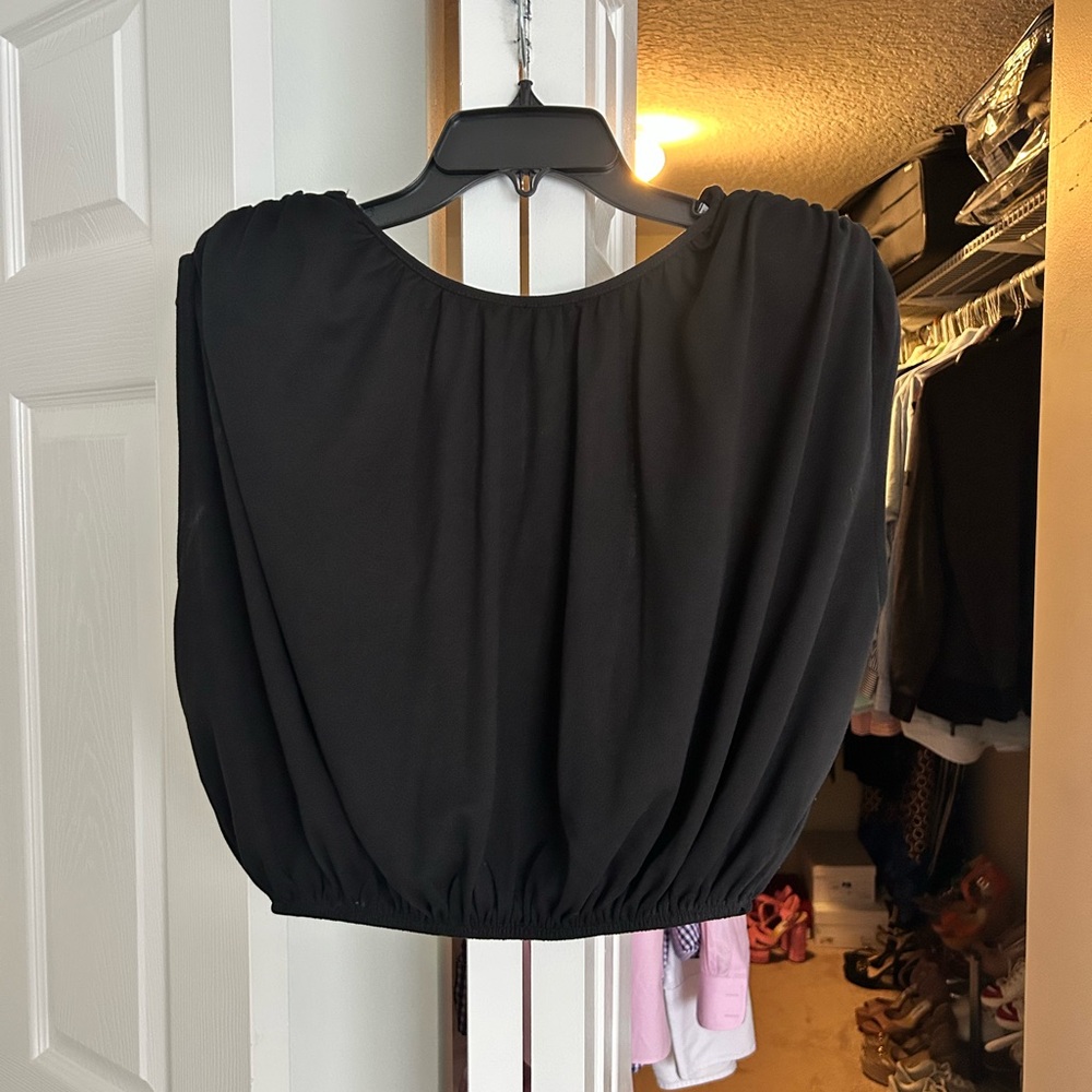 Zara Black Blouse with Gathered Hem